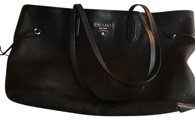 Prada Black Leather Silver Hardware Tote