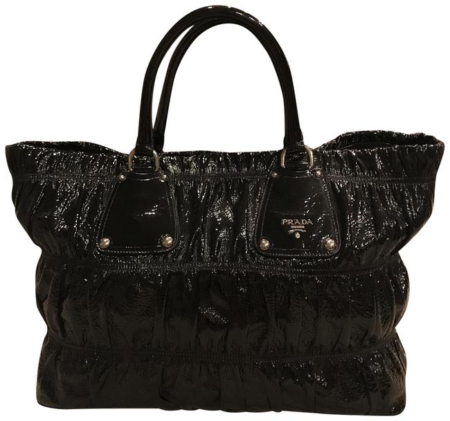 Prada Gaufre Black Patent Leather Tote