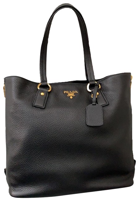 Prada Black Vit Daino Leather Tote