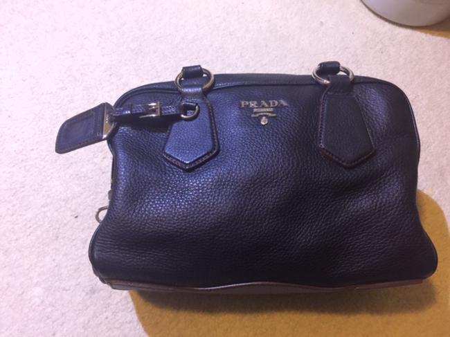 Prada Blowing Black Grained Calf Skin Leather Tote