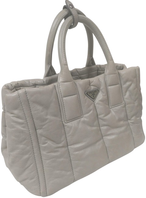 Prada Bn2653 Nappa Bomber Gray Lambskin Leather Tote