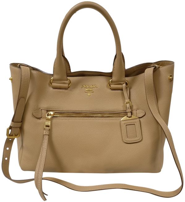 Prada Vitello Daino Bn2793 Cross Body Beige Leather Tote