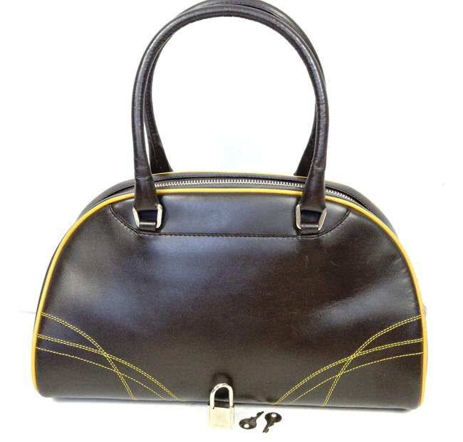 Prada Boston Mint Purse Handbag Black Leather Tote