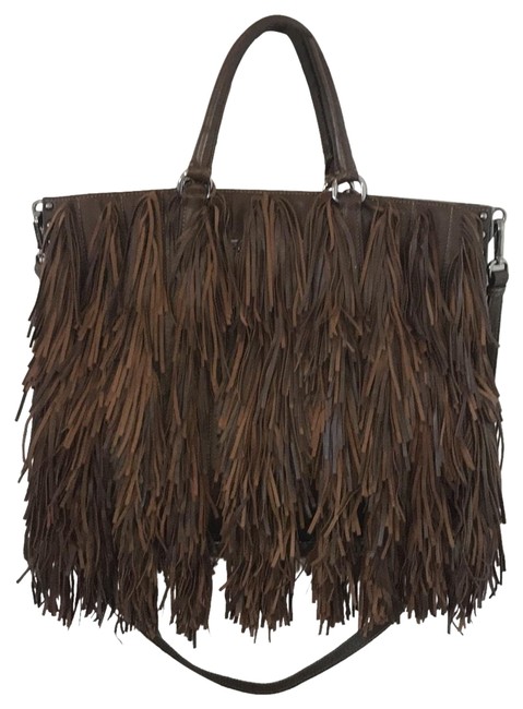 Prada Brown Leather Canvas Tote