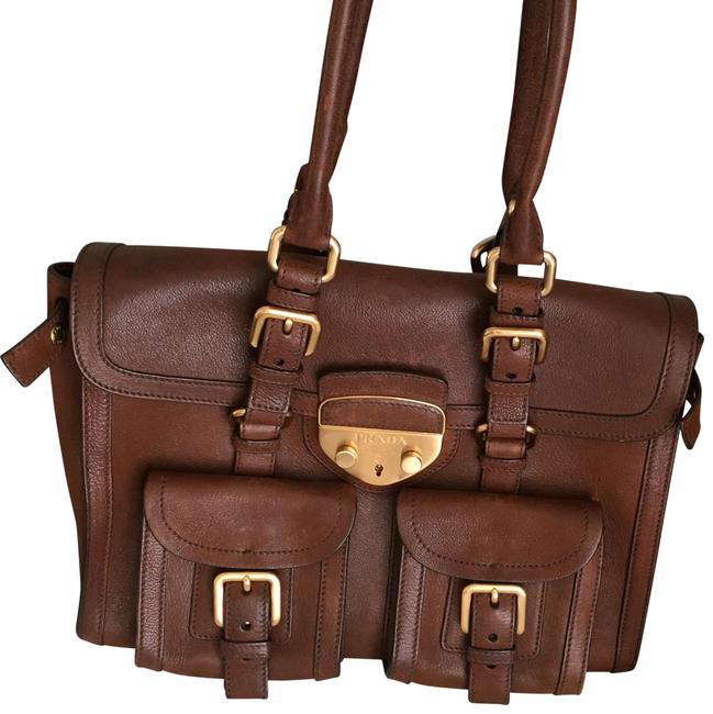 Prada Bruciato Brown Leather Tote