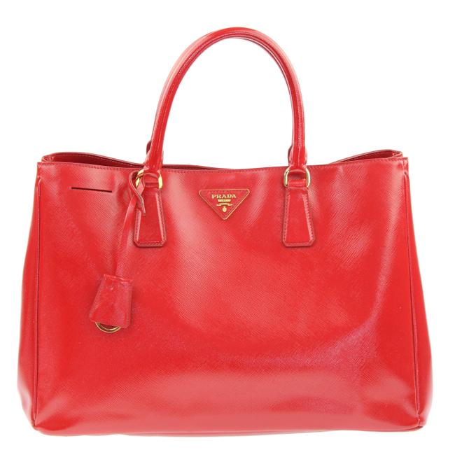 Prada Bruyere Vernis Red Leather Tote