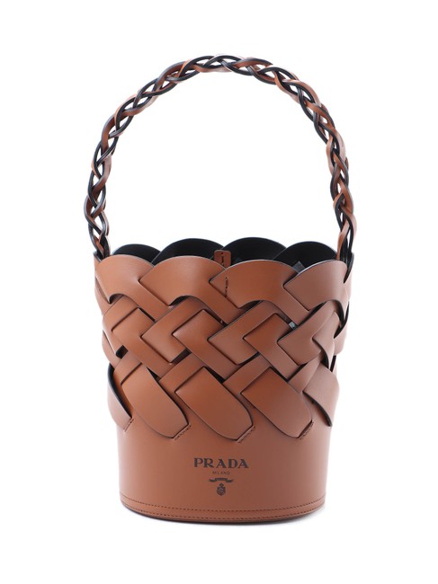 Prada Bucket Bag Spk Brown Leather Tote