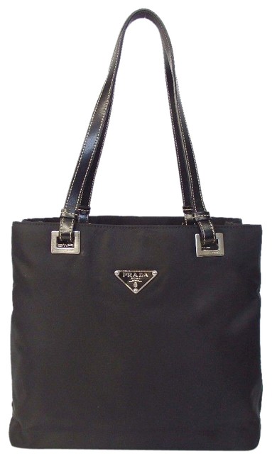 Prada Bag Buckle Leather Purse. Black Nylon Tote
