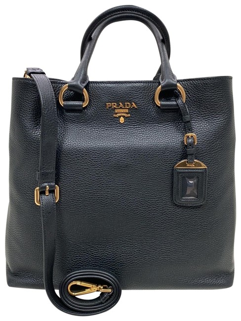 Prada Calfskin 1bg865 Black Vitello Phenix Tote