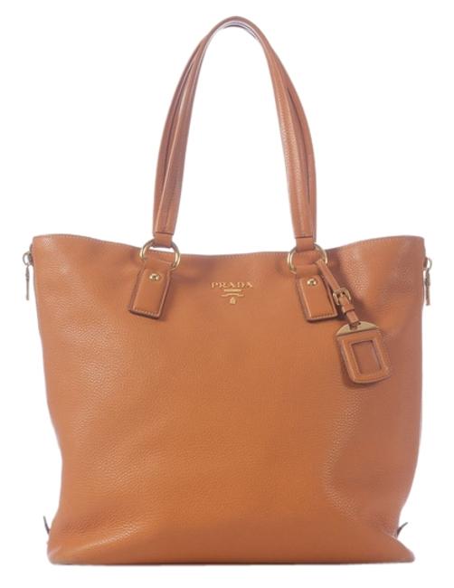Prada Daino Camel Brown Leather Tote