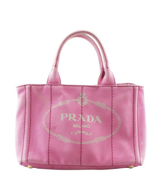 Prada Canapa B2439g Solid 161921 Pink Canvas Tote