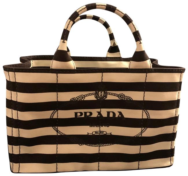Prada Canapa BlackWhite Canvas Tote