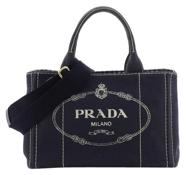 Prada Canapa Convertible Mini Blue Canvas Tote