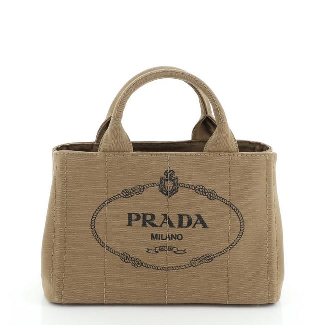 Prada Canapa Convertible Mini Brown Canvas Tote