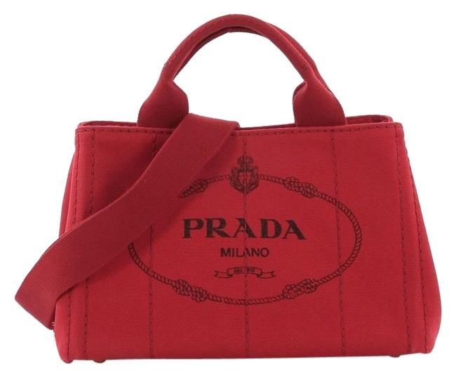 Prada Canapa Convertible Mini Red Canvas Tote