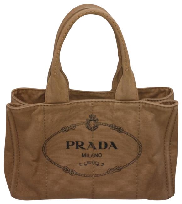 Prada Canapa KhakiBlack Logo Handbag KhakiBlk Canvas Tote