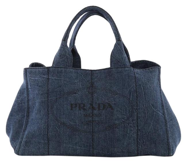Prada Canapa Large Blue Denim Tote