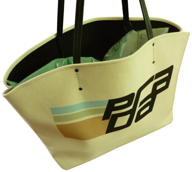 Prada Canapa Large Logo White Canvas Tote