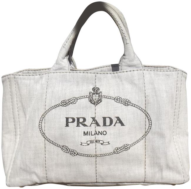 Prada Canapa Light Nice Gray Denim Tote