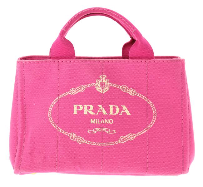 Prada Canapa Small Logo Pink Canvas Tote
