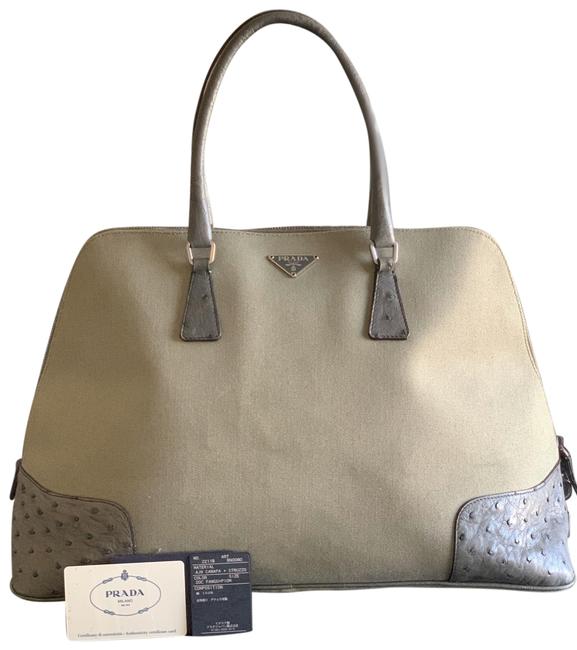 Prada Canapa Struzzo Satchel Tote