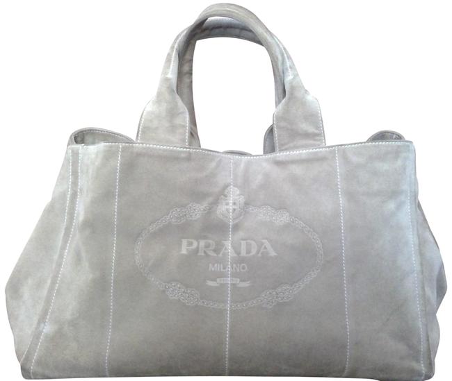 Prada Canapa Tan Suede Leather Tote