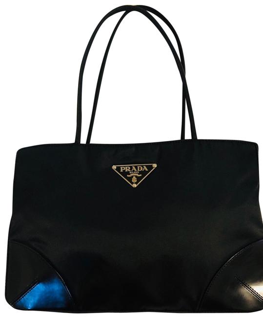 Prada NylonLeather Black Tote