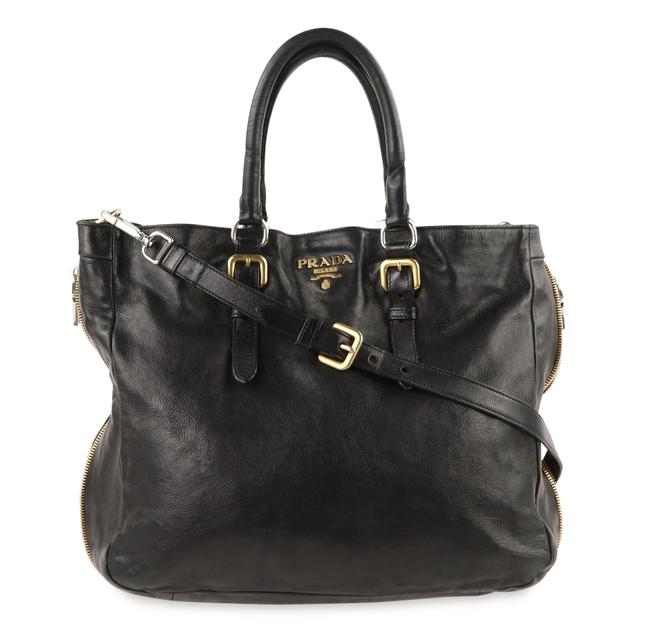 Prada Cervo Black Leather Tote