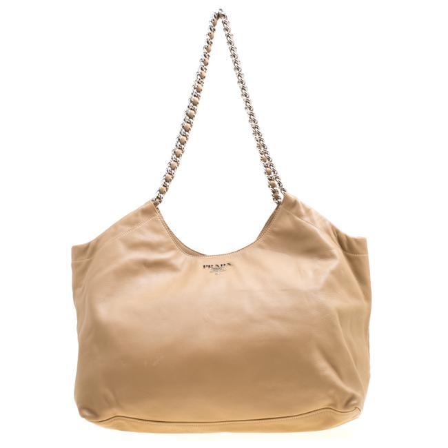Prada Chain Beige Leather Tote