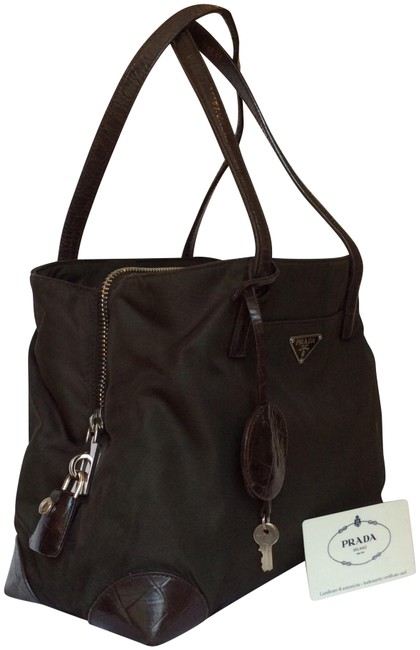 Prada Classic Shoulder Olive Nylon Tote