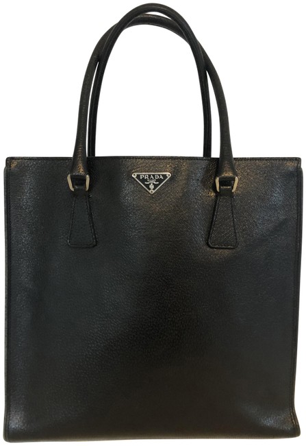 Prada Classic Square Black Leather Tote