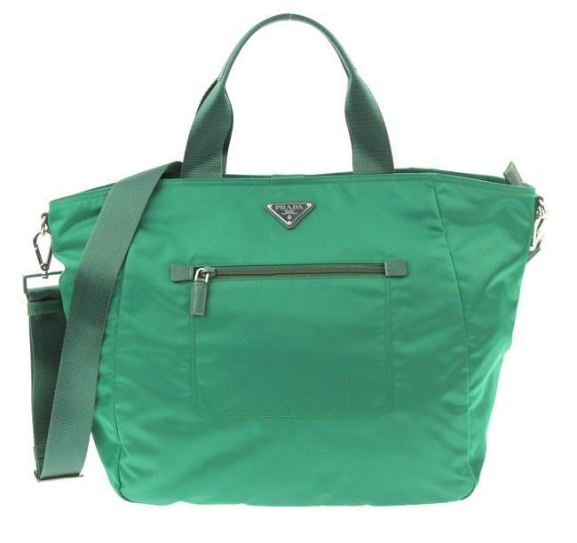 Prada Convertible Green Canvas Tote