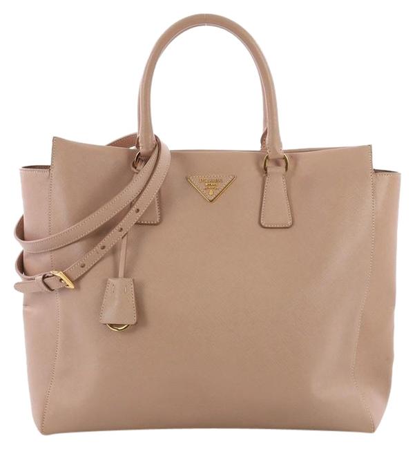 Prada Open Convertible Saffiano Medium Pink Leather Tote
