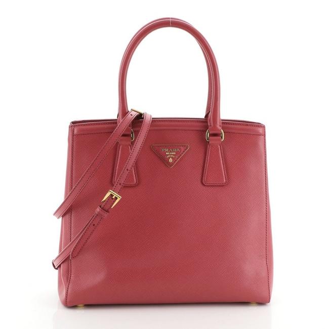 Prada Convertible Parabole Saffiano Small Pink Leather Tote