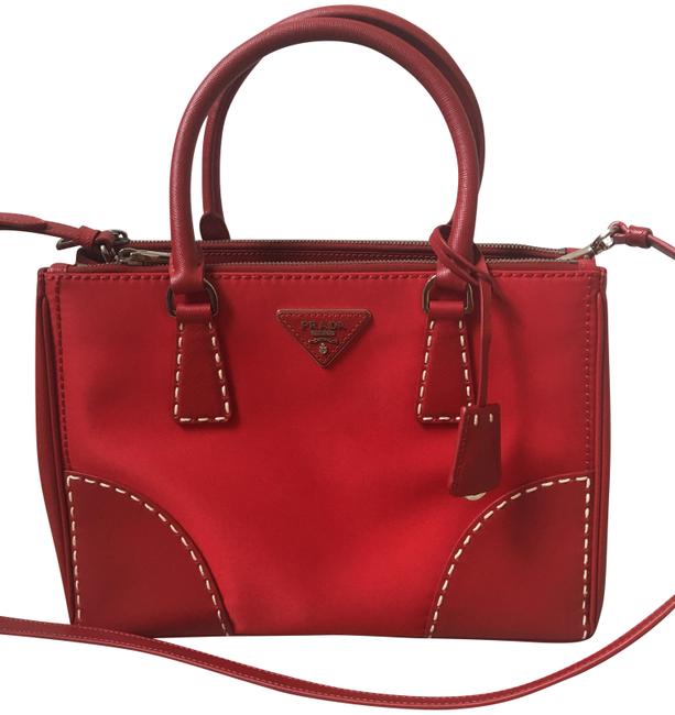 Prada Convertible Red Saffiano and Nylon Tote