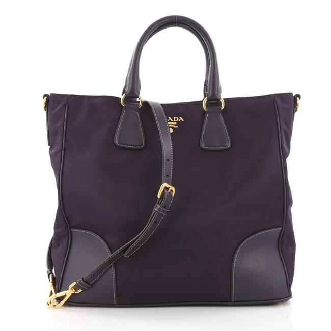 Prada Shopping Convertible Purple Nylon Tote