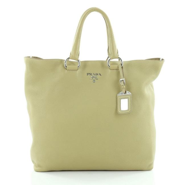 Prada Vitello Daino Convertible Large Light Green Leather Tote