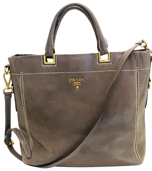 Prada Convertible Vitello Grey Leather Tote