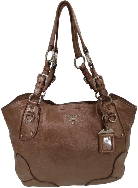 Prada Shoulder Bag Copper Brown Leather Tote