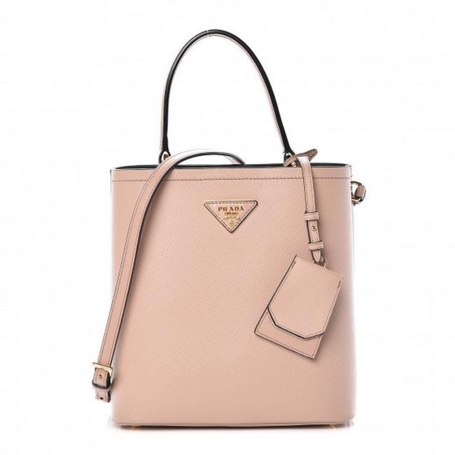 Prada Cr Panier Saffiano Beige Leather Tote