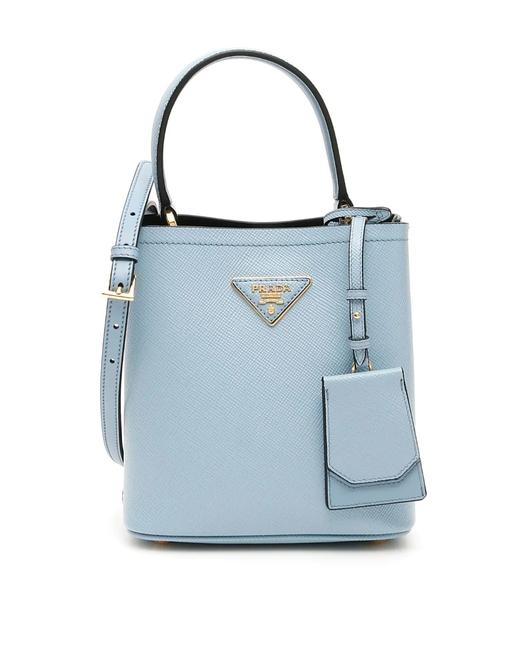 Prada Cr Panier Saffiano Blue Leather Tote