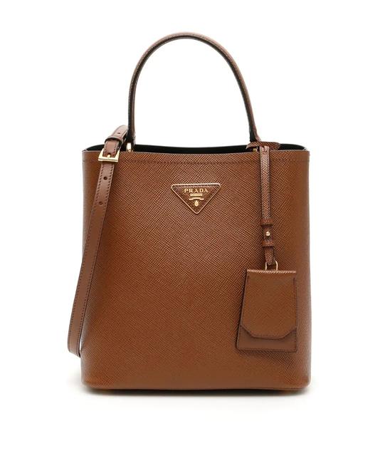 Prada Cr Panier Saffiano Brown Leather Tote