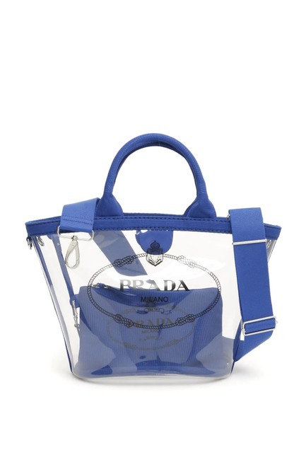Prada Cr Plexi Shopper Blue Polyurethane Tote