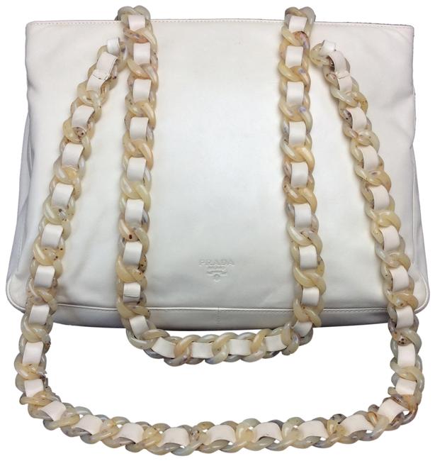 Prada Cream White Leather Tote