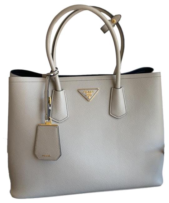 Prada Cuir Medium Grey Saffiano Leather Tote