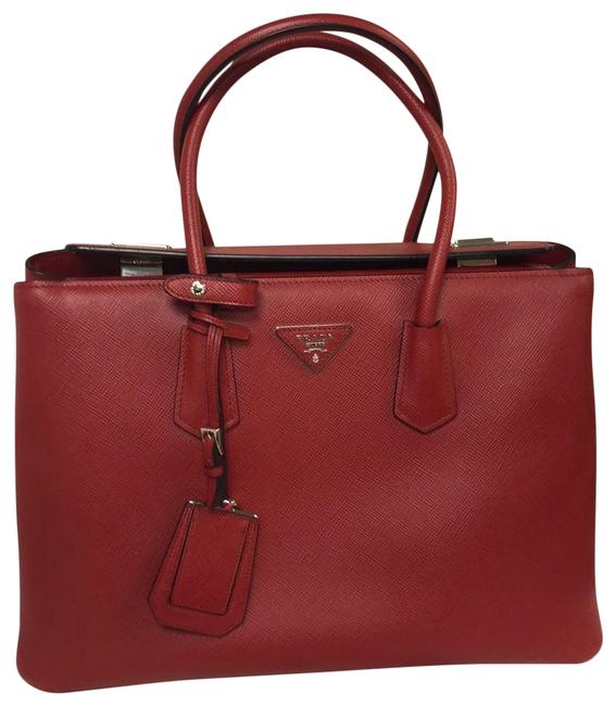 Prada Cuir Red Saffiano Leather Tote