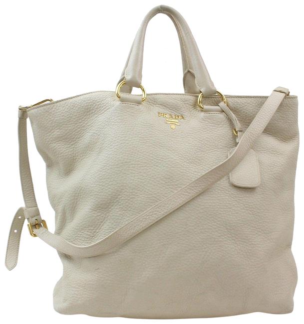 Prada Daino 2way 869126 White Leather Tote