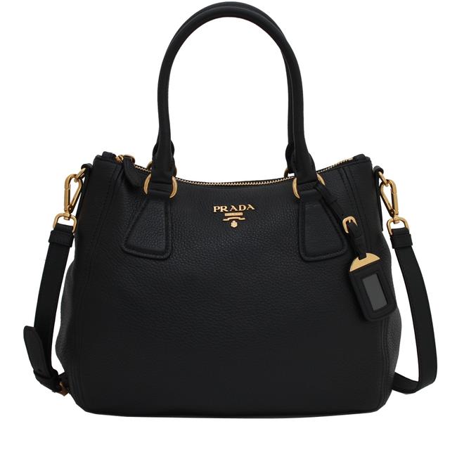 Prada Daino Bag Phenix New Vitello Convertible Black Leather Tote