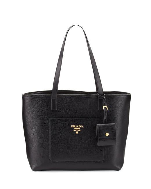 Prada Open Daino Black Leather Tote