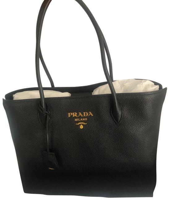 Prada Daino Shopper with Side Zips Leather Tote